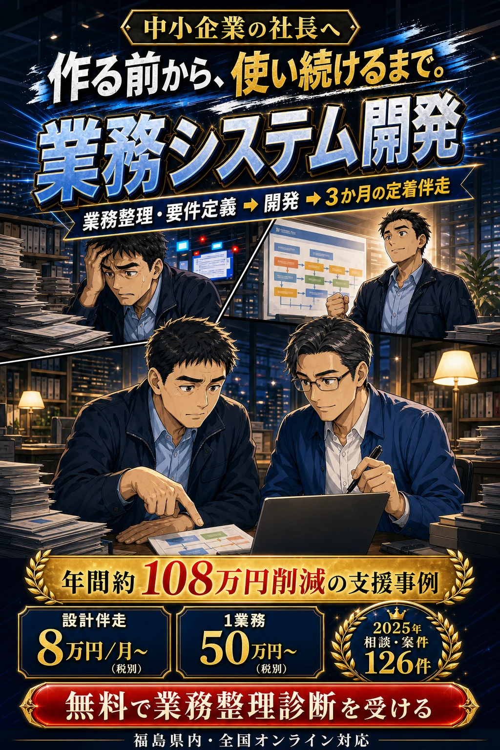 中小企業向け業務システム開発の漫画LP