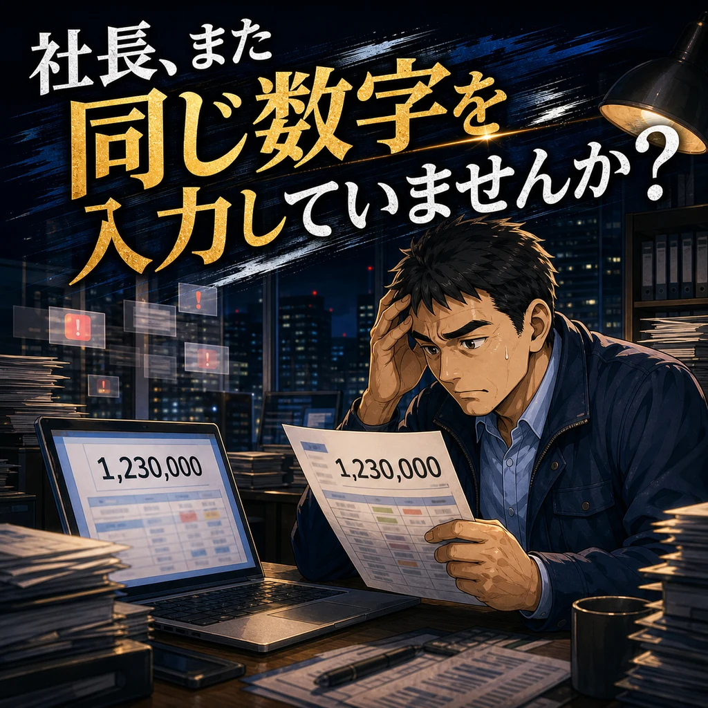 紙とパソコンへ同じ数字を入力し直して疲れる中小企業の社長