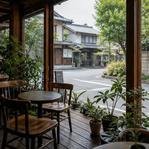窓際席と外の景色
