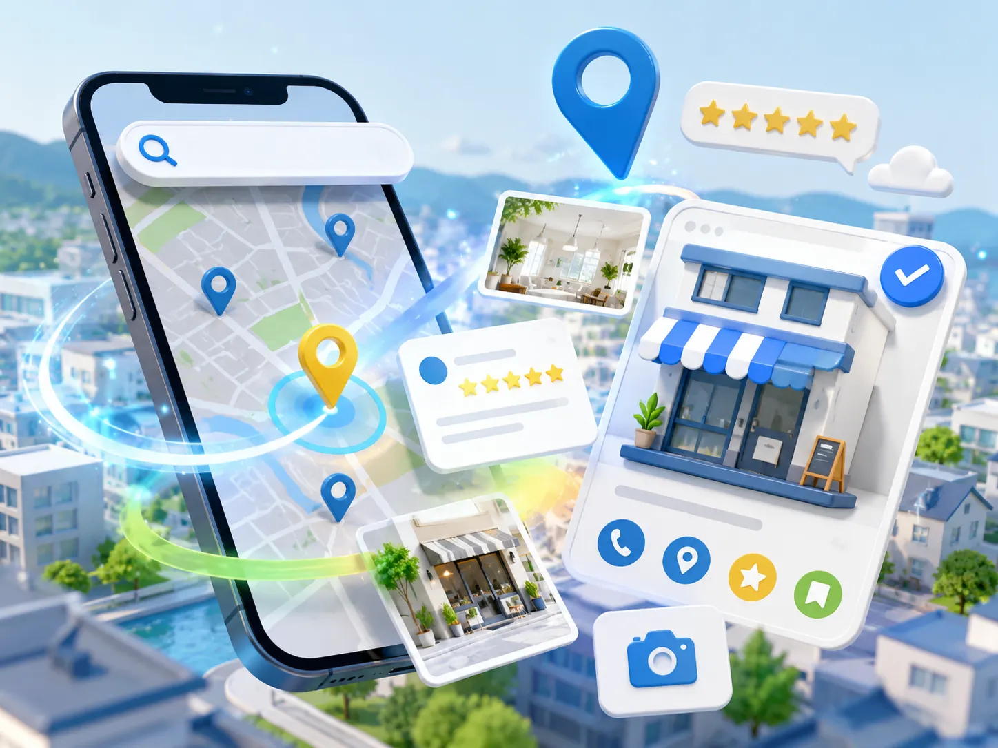 地図比較とMEO運用の導線イメージ