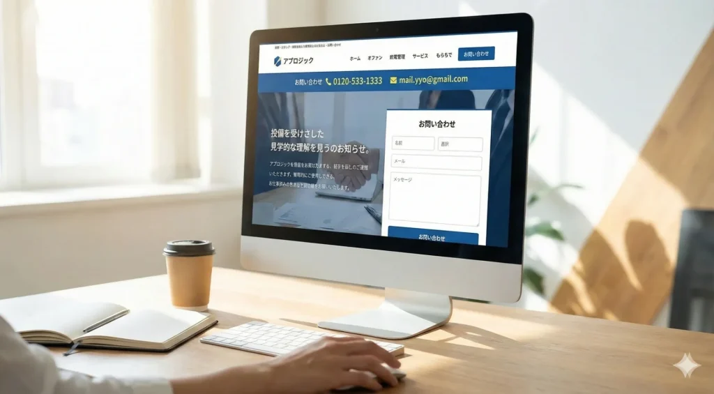 ホームページでお問い合わせを受ける様子