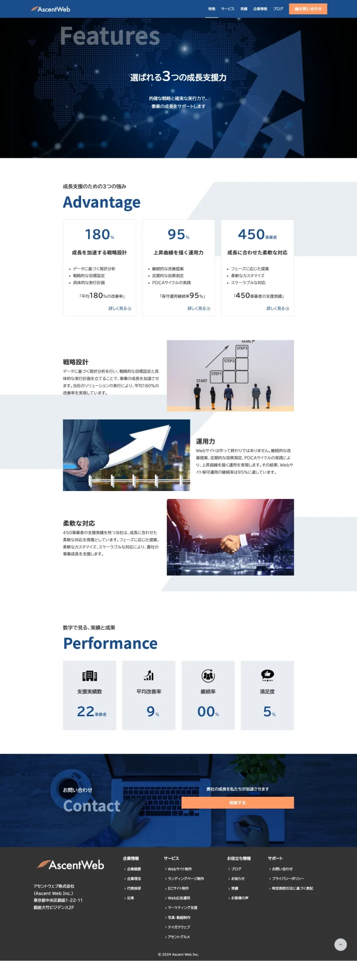 アセントWeb 特徴ページ