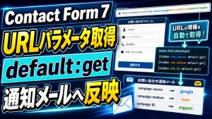 「Contact Form 7でURLパラメータを取得して通知メールに反映する方法｜default:getの使い方」のアイキャッチ画像