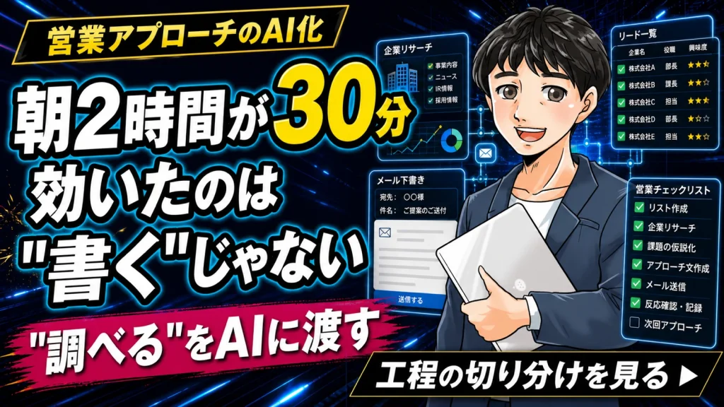 営業アプローチのAI自動化 朝2時間が30分