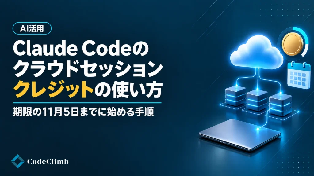 Claude Codeのクラウドセッションとは？クレジットの使い方【2026】｜11月5日の期限までに、ムダにしない始め方の画像