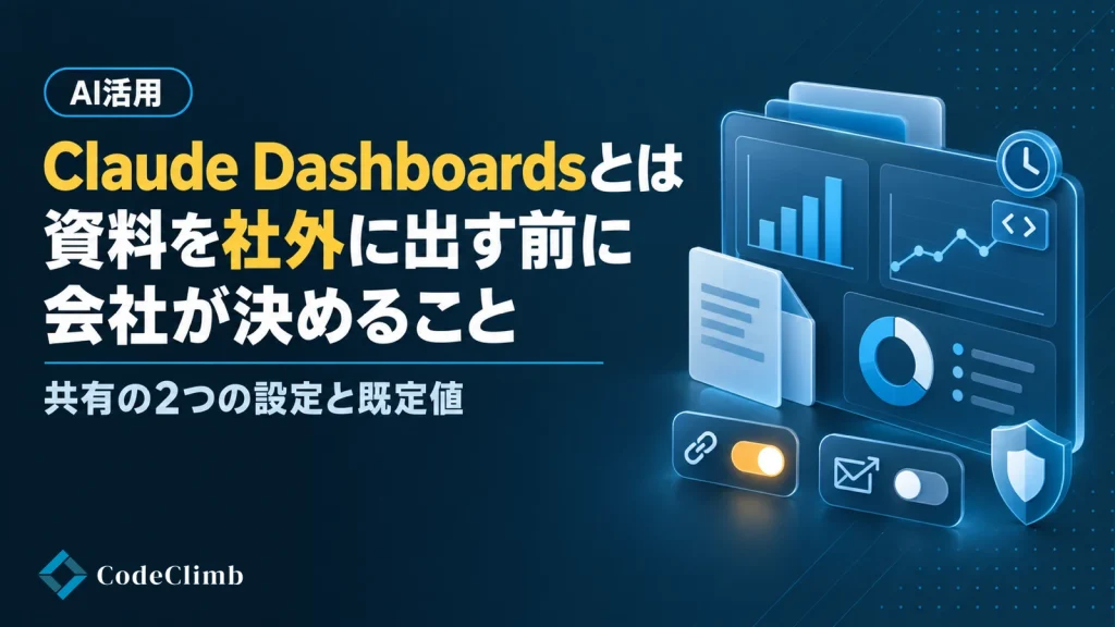 Claude Dashboardsとは【2026】｜Claudeが作る資料・ダッシュボードを、社外に出す前に会社が決めることの画像