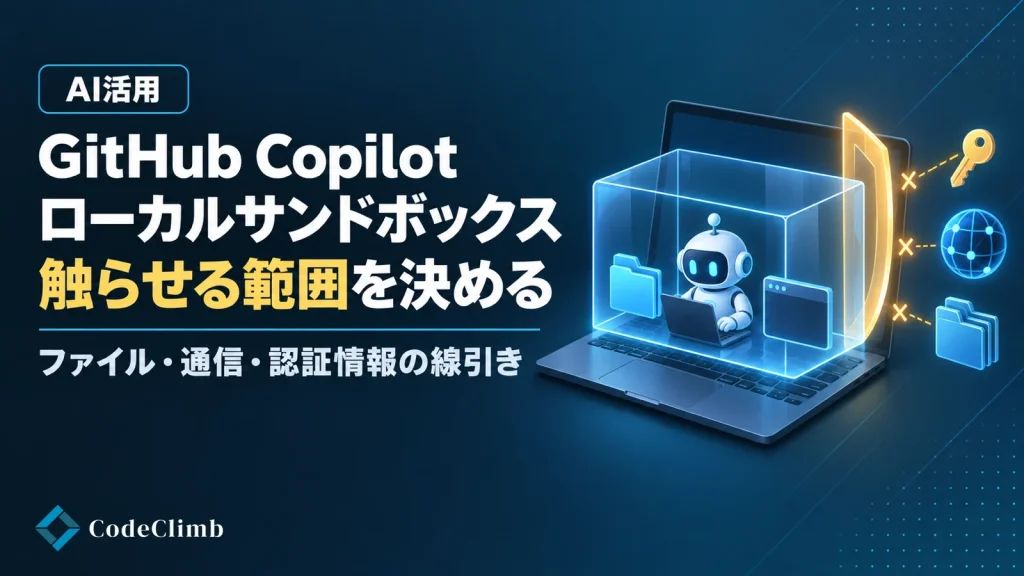GitHub Copilotのローカルサンドボックスとは【2026】｜AIエージェントに触らせるファイル・通信・認証情報を、会社で先に決めるの画像